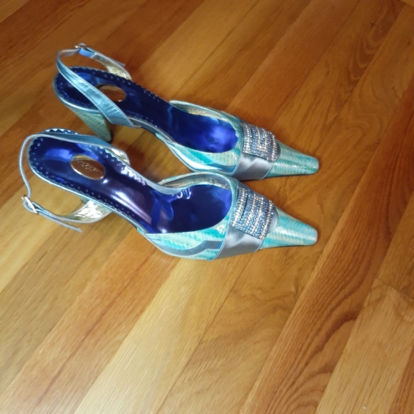 BRUNO GIORDANO MILANO Slingback  Pumps Size 9 multi blue  bruno Giordano - Picture 2 of 7